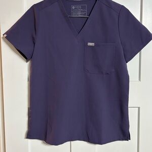 Figs Deep Purple V-Neck Scrub Top